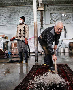 شستشوی سنتی قالی در قالیشویی دروس